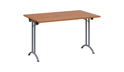 SLA 125 lak skládací jednací stůl 1250x800, deska 25 mm, podnož stříbrný lak, deska olše jantar